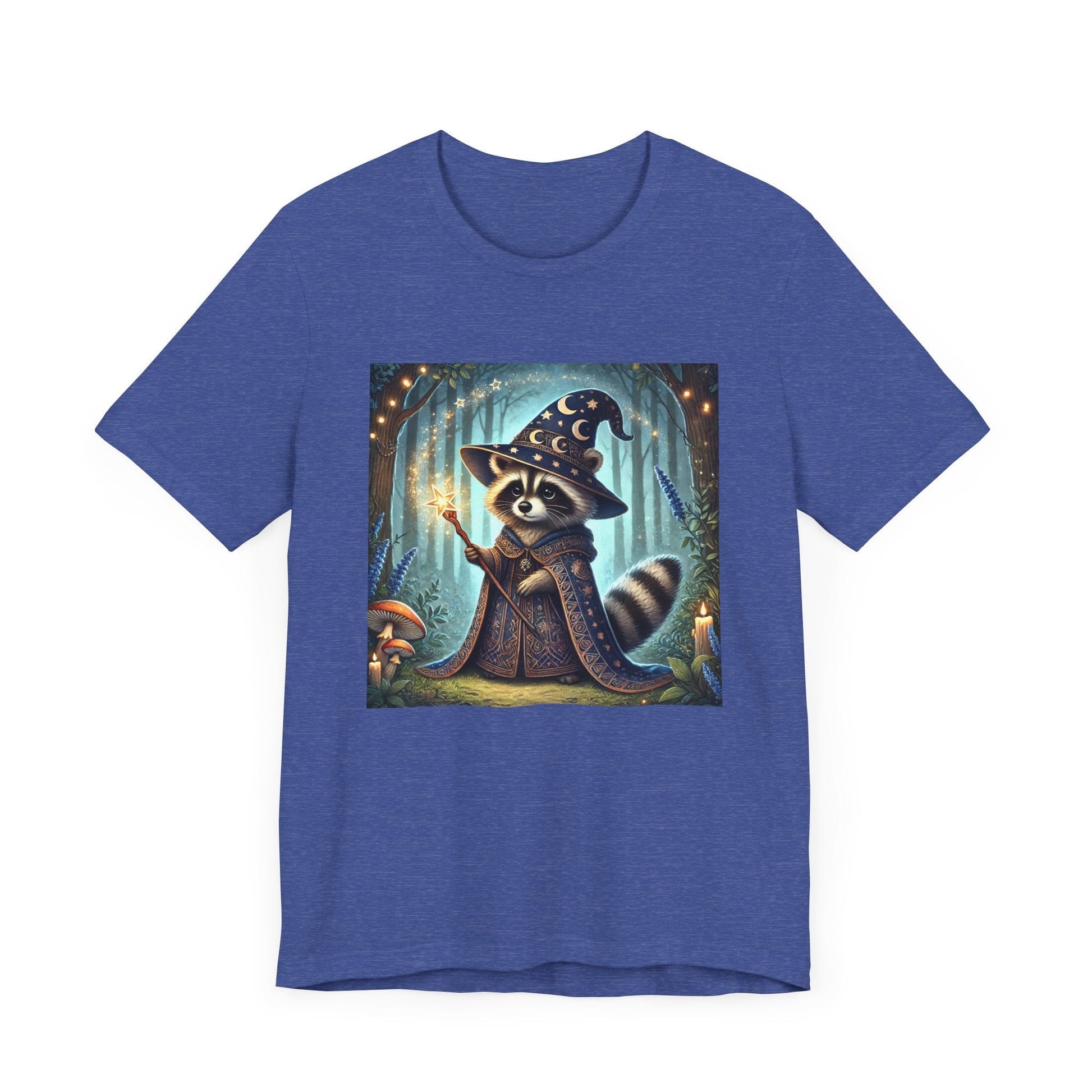 Raccoon Wizard T-Shirt, Magical Forest Animal Tee, Cute Woodland Creature Shirt, Fantasy Graphic Top, Nature Lover Gift, Unisex Jersey Short - Resonating Crystal Creations