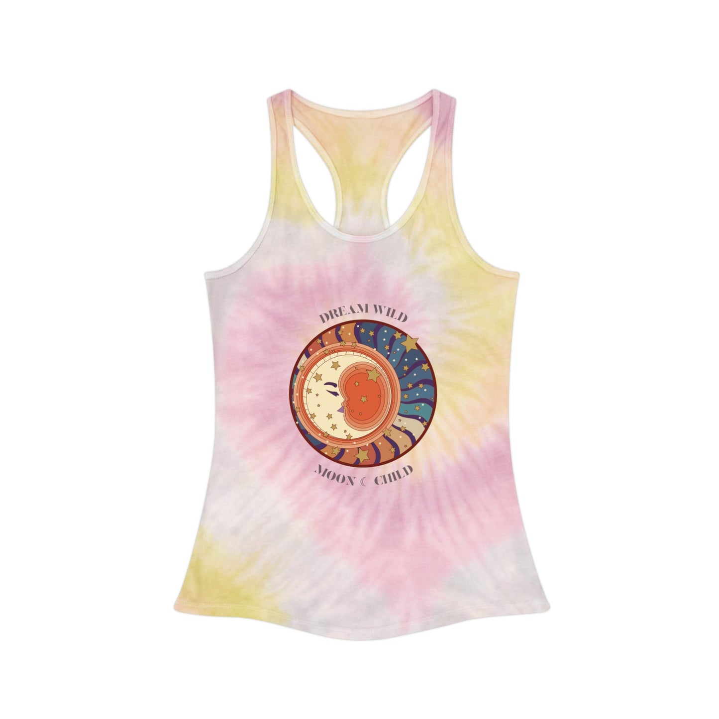 Racerback Tank Top Dream Wild Moon Child Tie Dye - Resonating Crystal Creations