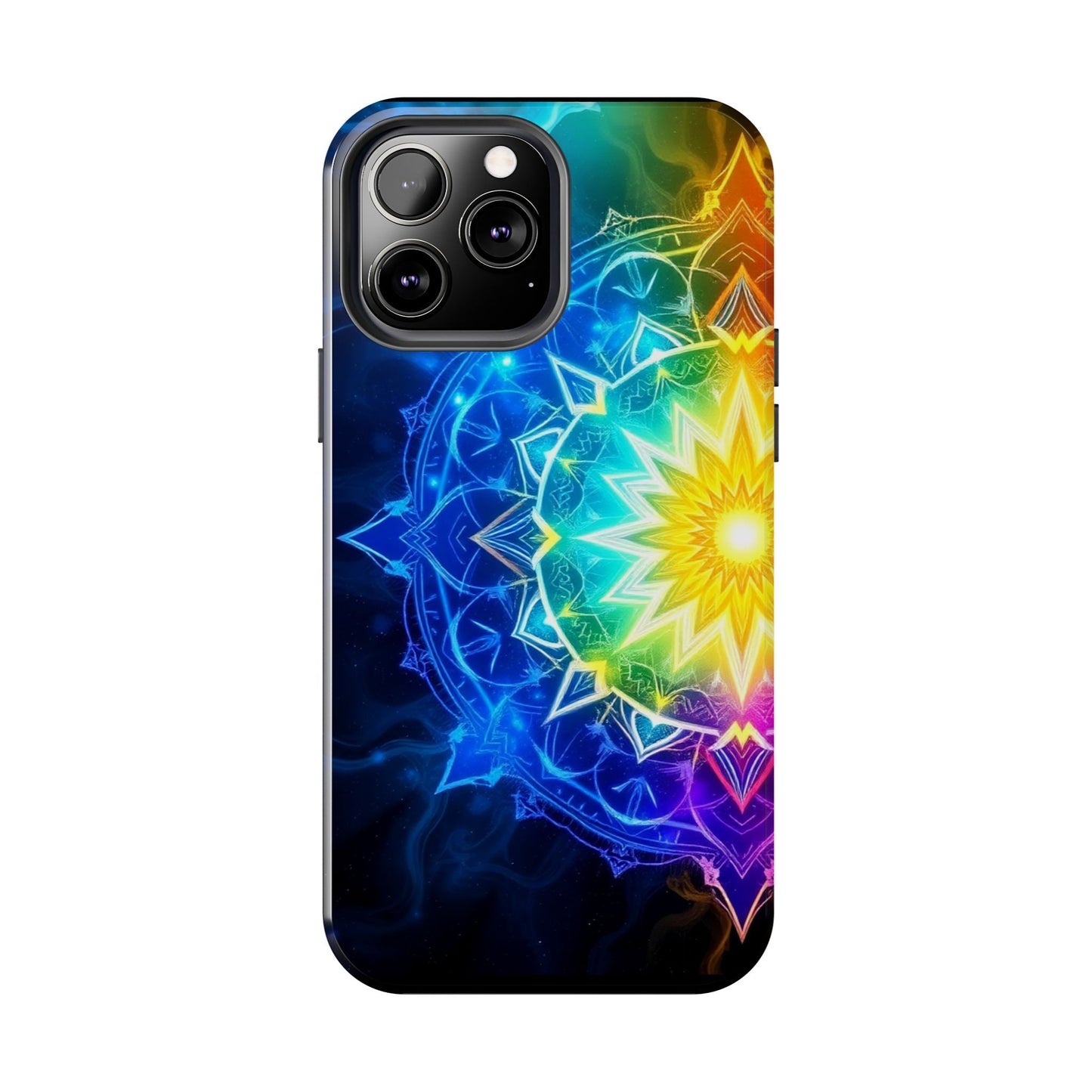 Radiant Rainbow Mandala Tough Phone Case – Vibrant Protection with Spiritual Flair - Resonating Crystal Creations