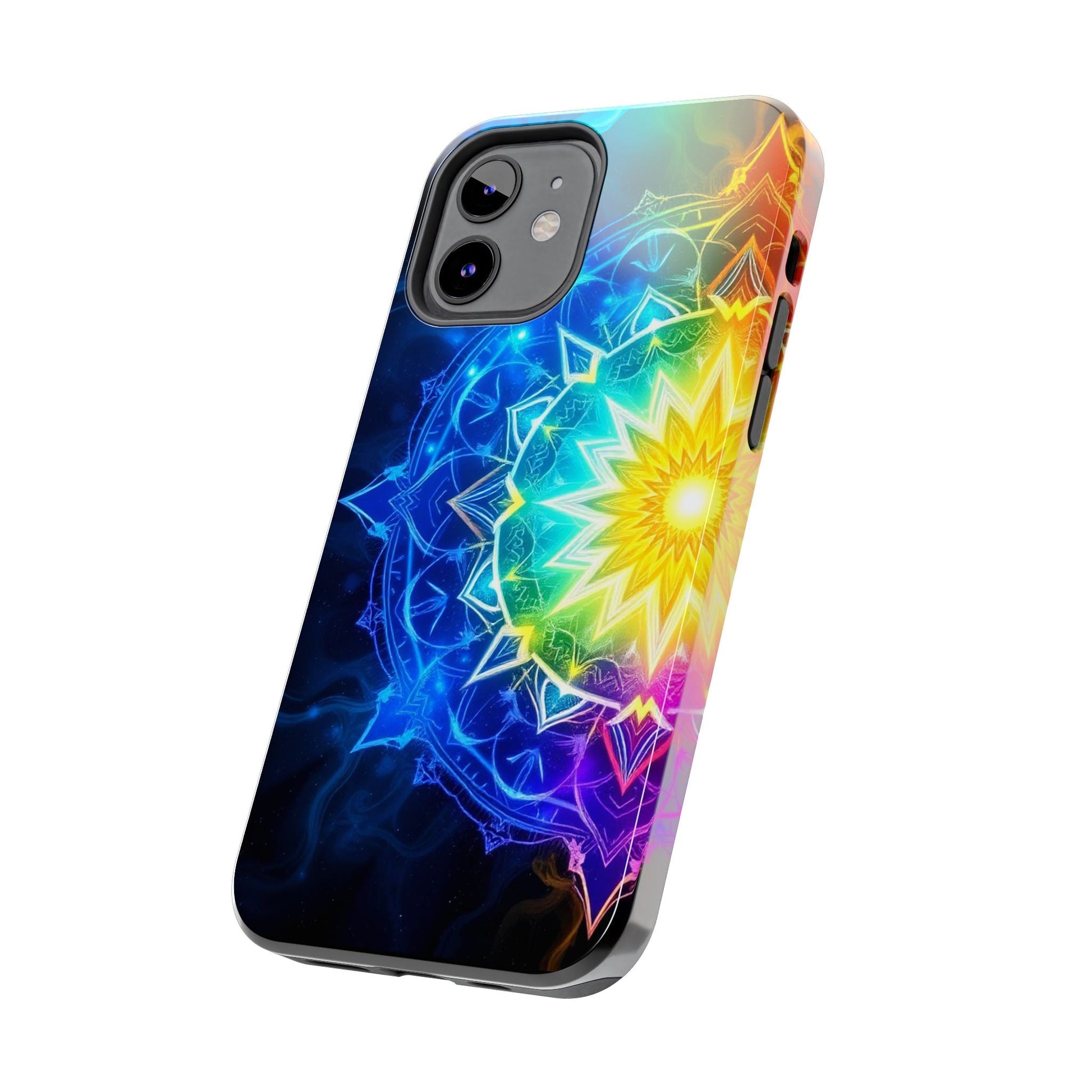 Radiant Rainbow Mandala Tough Phone Case – Vibrant Protection with Spiritual Flair - Resonating Crystal Creations