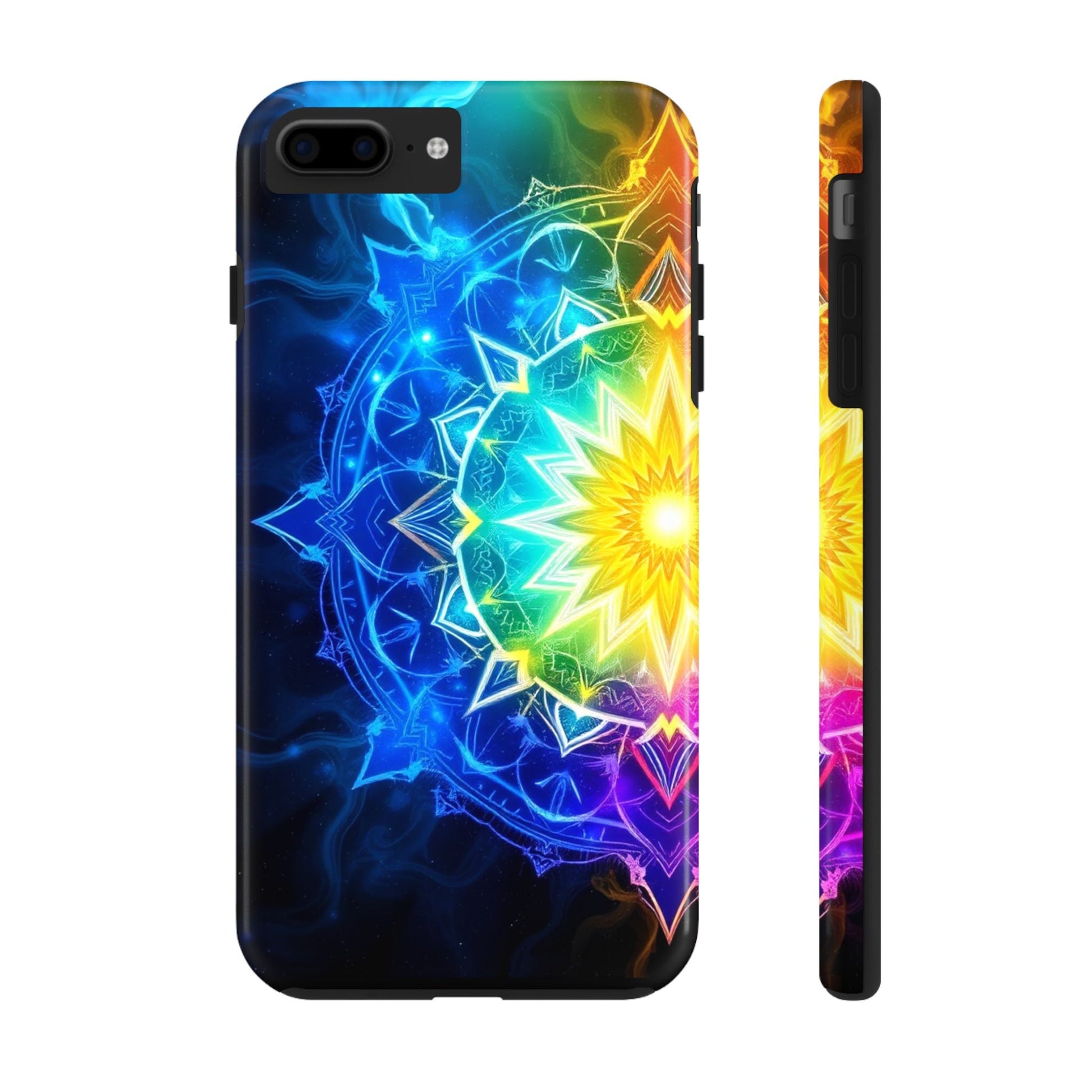 Radiant Rainbow Mandala Tough Phone Case – Vibrant Protection with Spiritual Flair - Resonating Crystal Creations