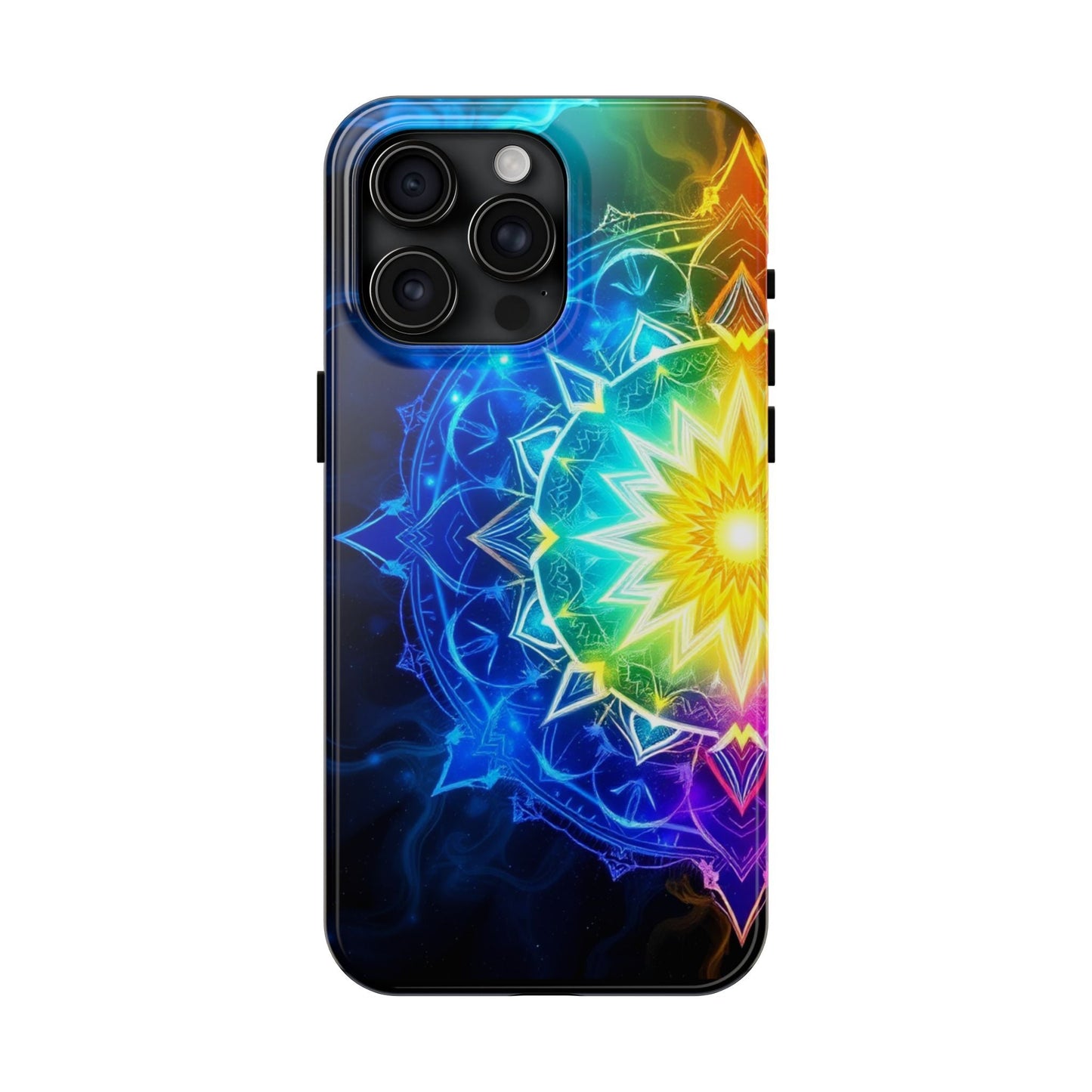 Radiant Rainbow Mandala Tough Phone Case – Vibrant Protection with Spiritual Flair - Resonating Crystal Creations