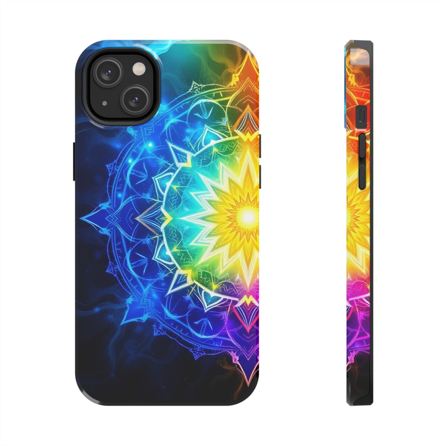 Radiant Rainbow Mandala Tough Phone Case – Vibrant Protection with Spiritual Flair - Resonating Crystal Creations