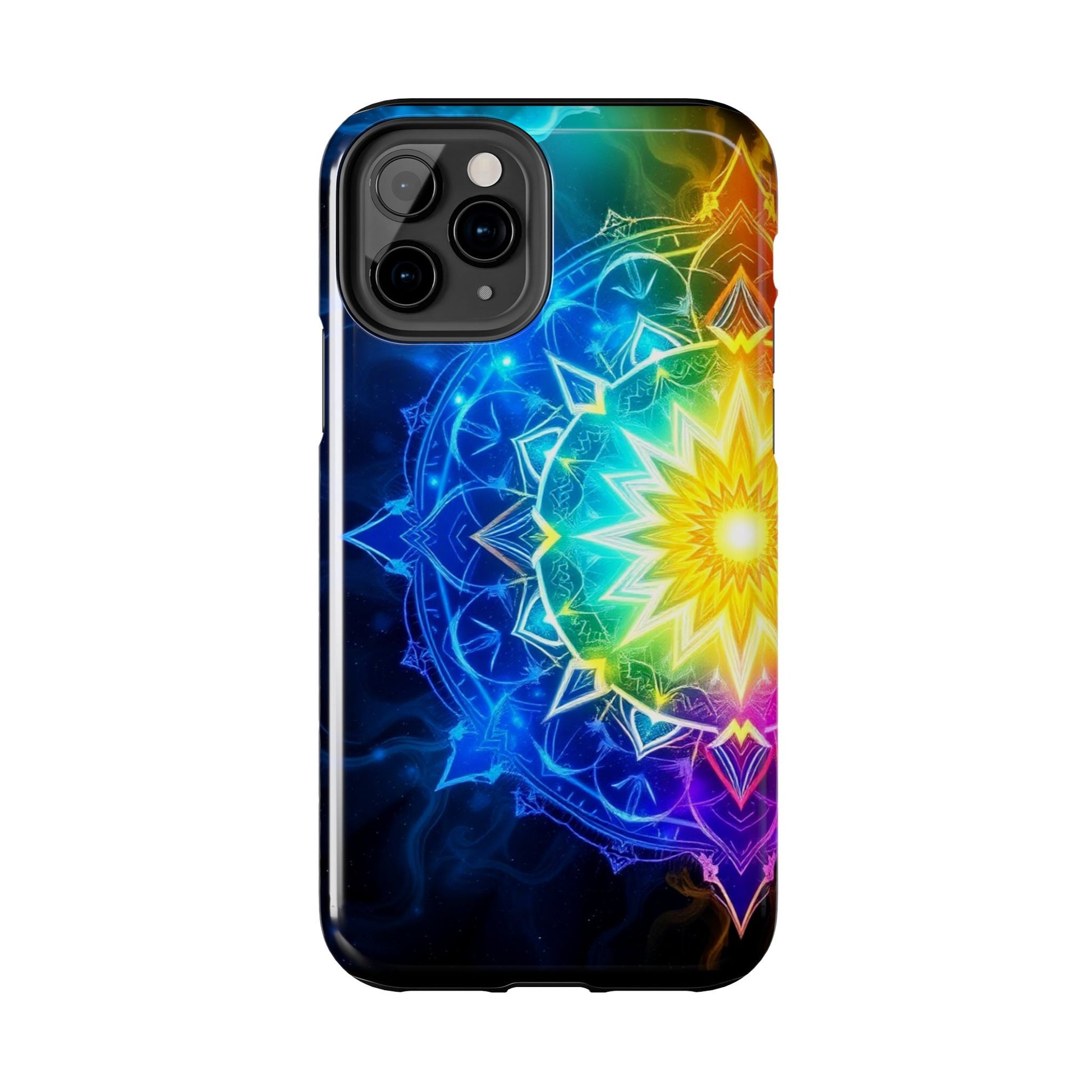 Radiant Rainbow Mandala Tough Phone Case – Vibrant Protection with Spiritual Flair - Resonating Crystal Creations