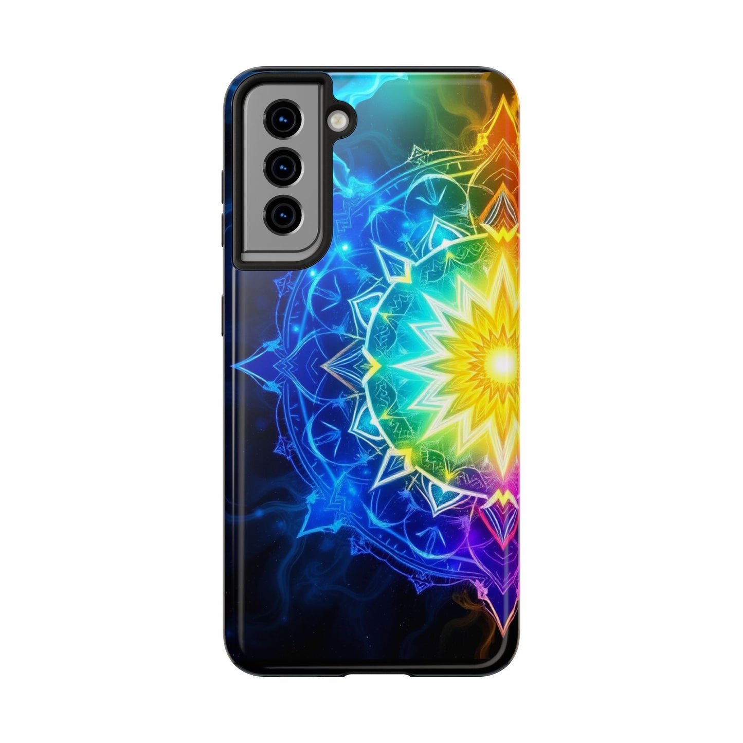 Radiant Rainbow Mandala Tough Phone Case – Vibrant Protection with Spiritual Flair - Resonating Crystal Creations