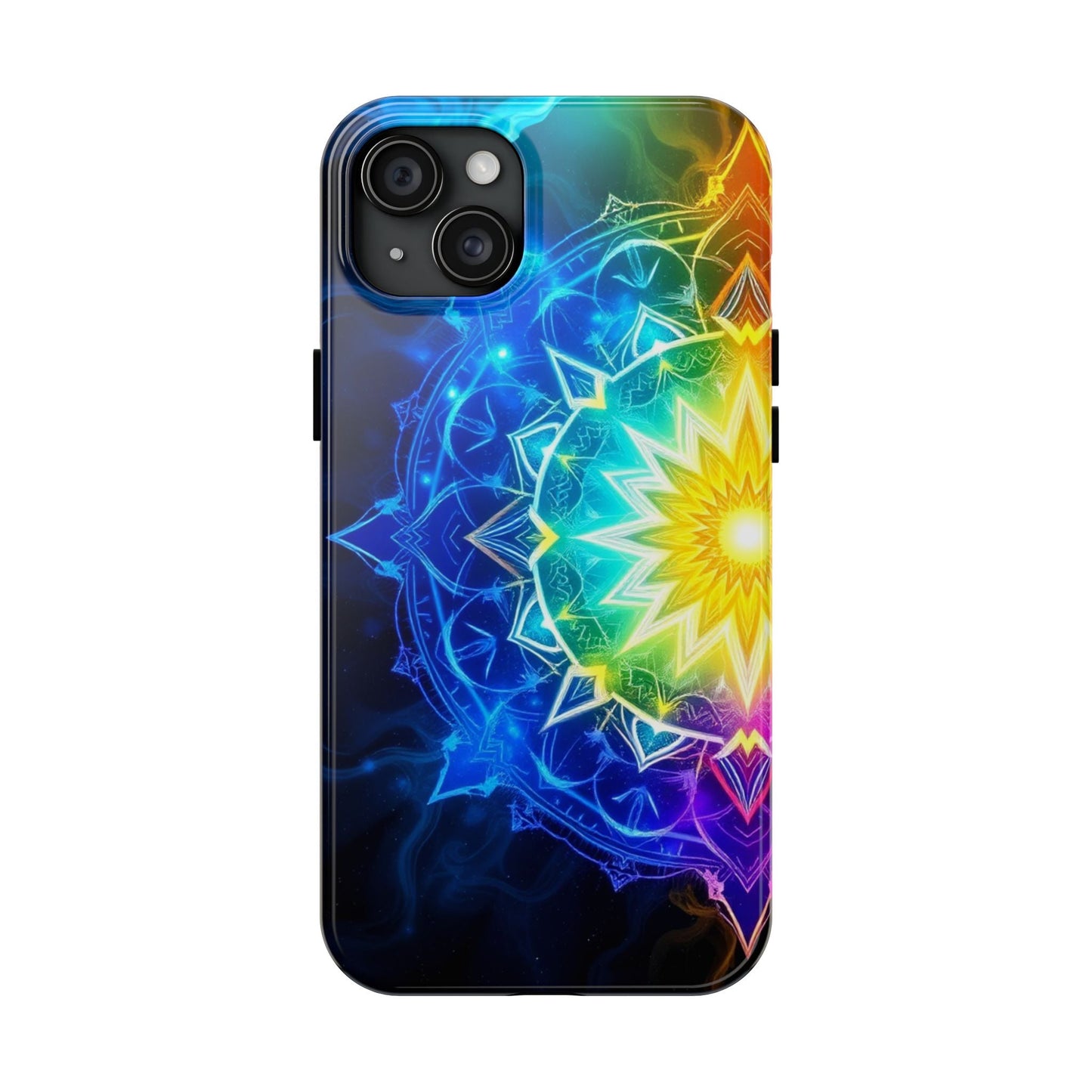 Radiant Rainbow Mandala Tough Phone Case – Vibrant Protection with Spiritual Flair - Resonating Crystal Creations