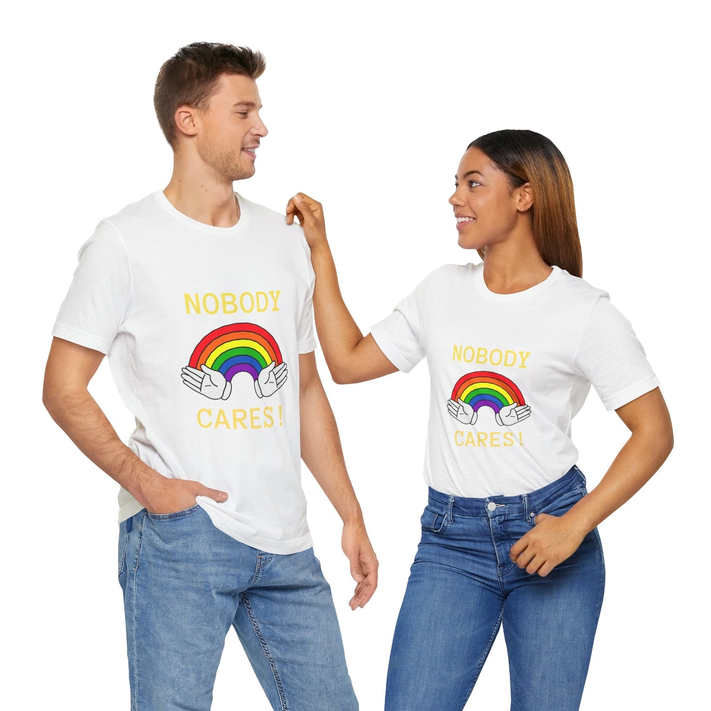 Rainbow Hands No One Cares T-Shirt, Unisex Tee, Colorful Graphic Shirt, LGBT Pride Gift, Rainbow Lover Top - Resonating Crystal Creations