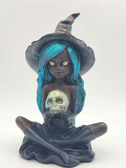 Resin Witch with a Black Dress - Resonating Crystal Creations