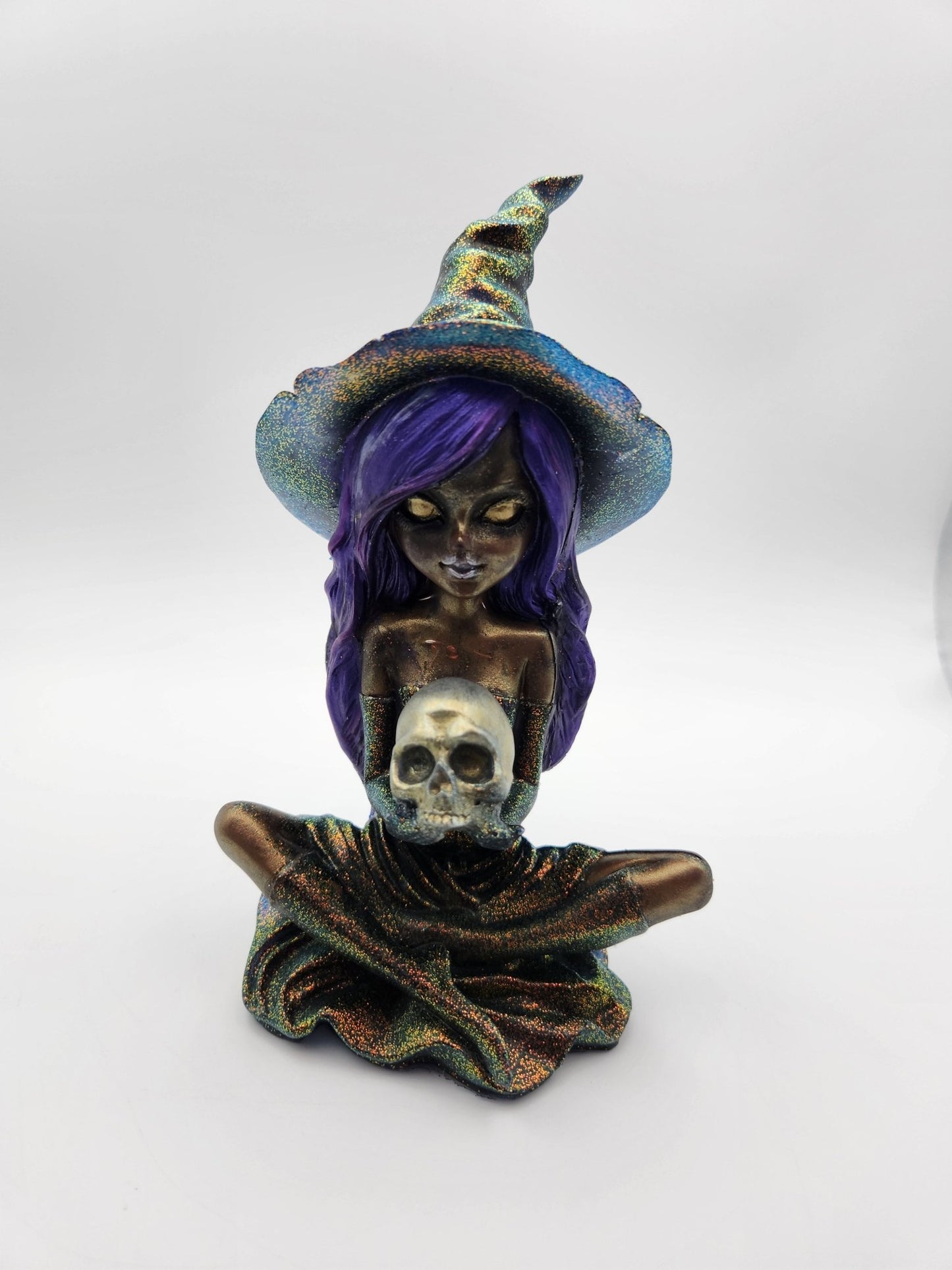 Resin Witch with Color Shifting Dress - Resonating Crystal Creations