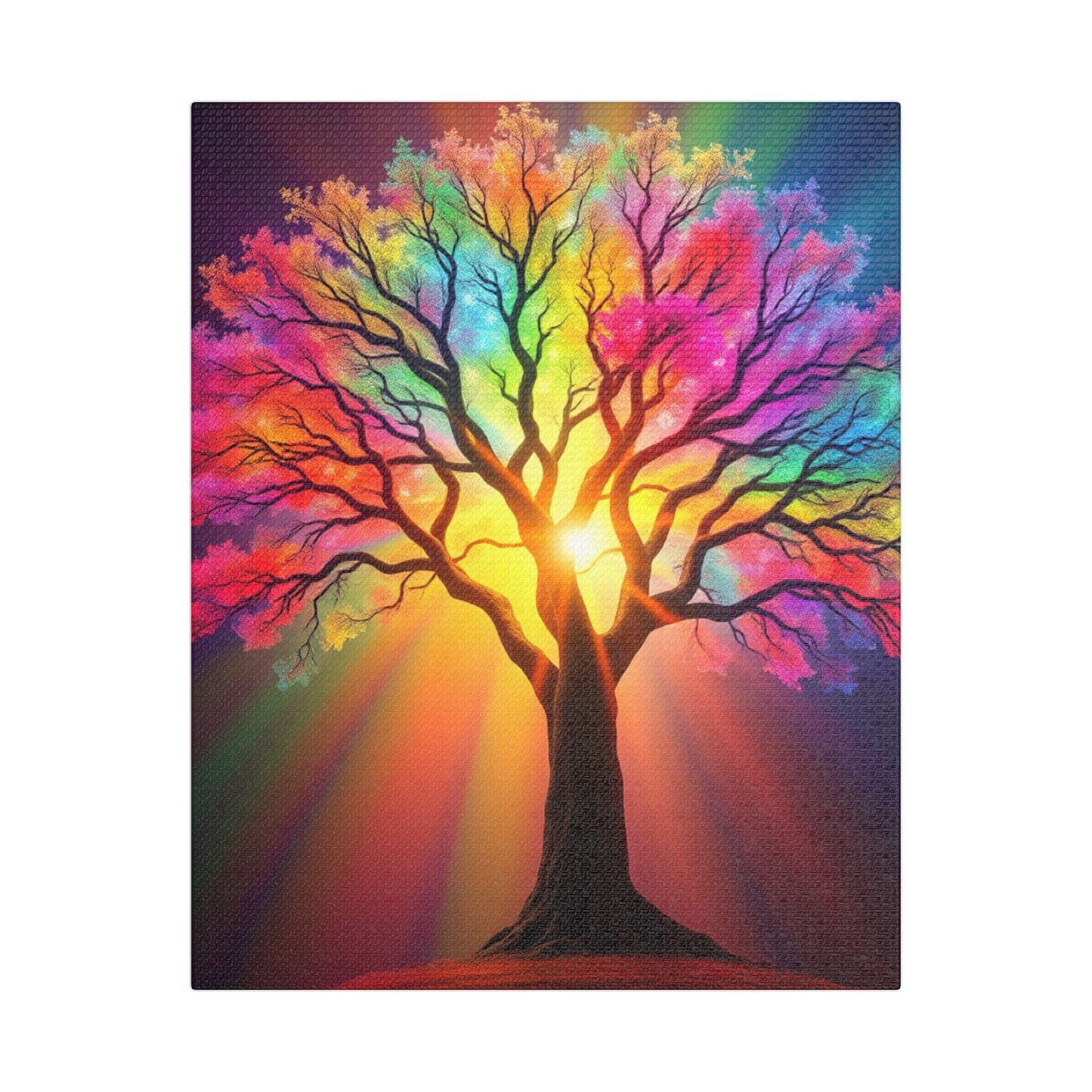 Satin Canvas: Rainbow Tree of Life - Resonating Crystal Creations