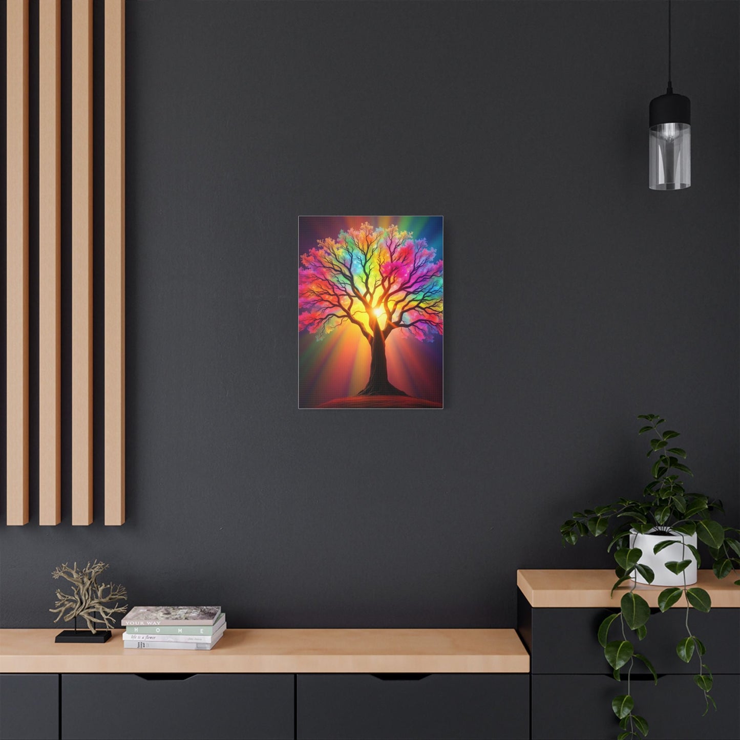 Satin Canvas: Rainbow Tree of Life - Resonating Crystal Creations