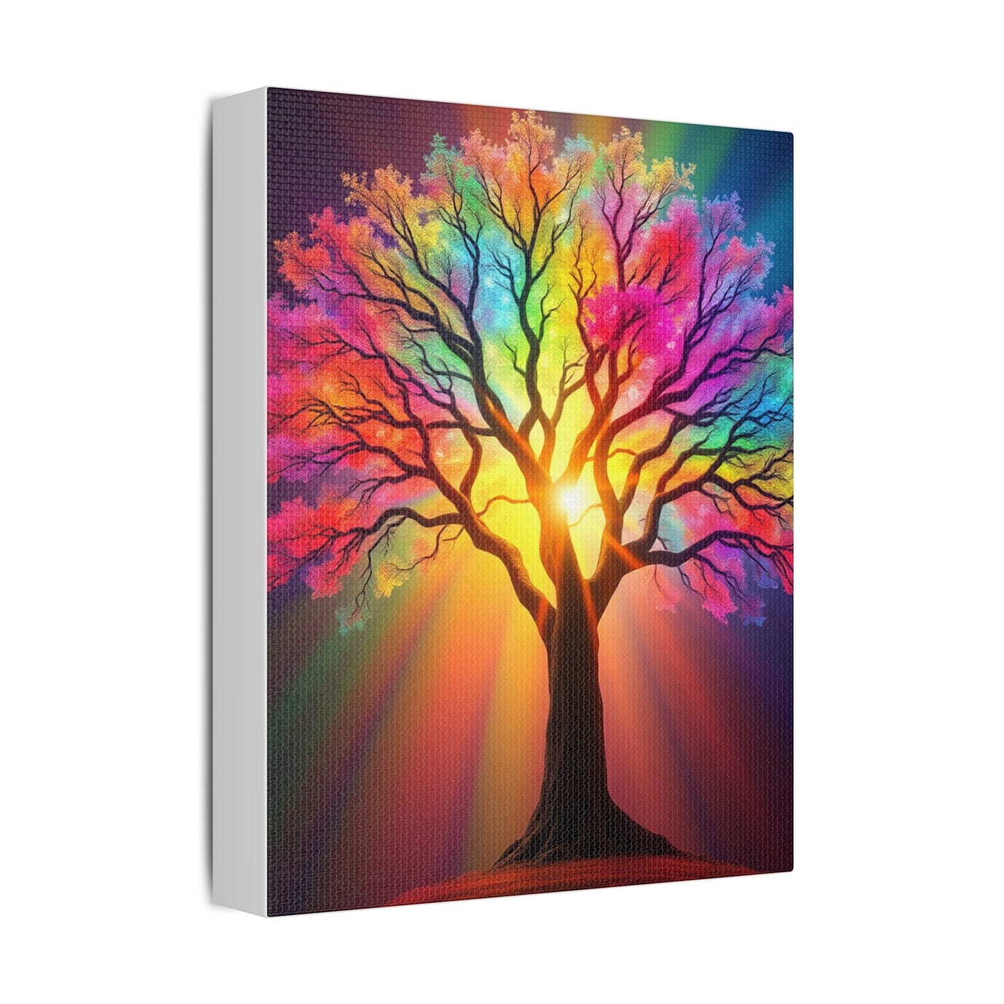 Satin Canvas: Rainbow Tree of Life - Resonating Crystal Creations