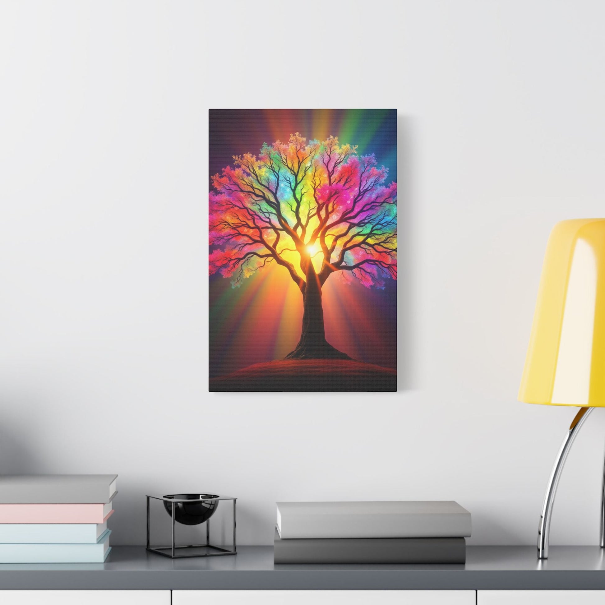 Satin Canvas: Rainbow Tree of Life - Resonating Crystal Creations