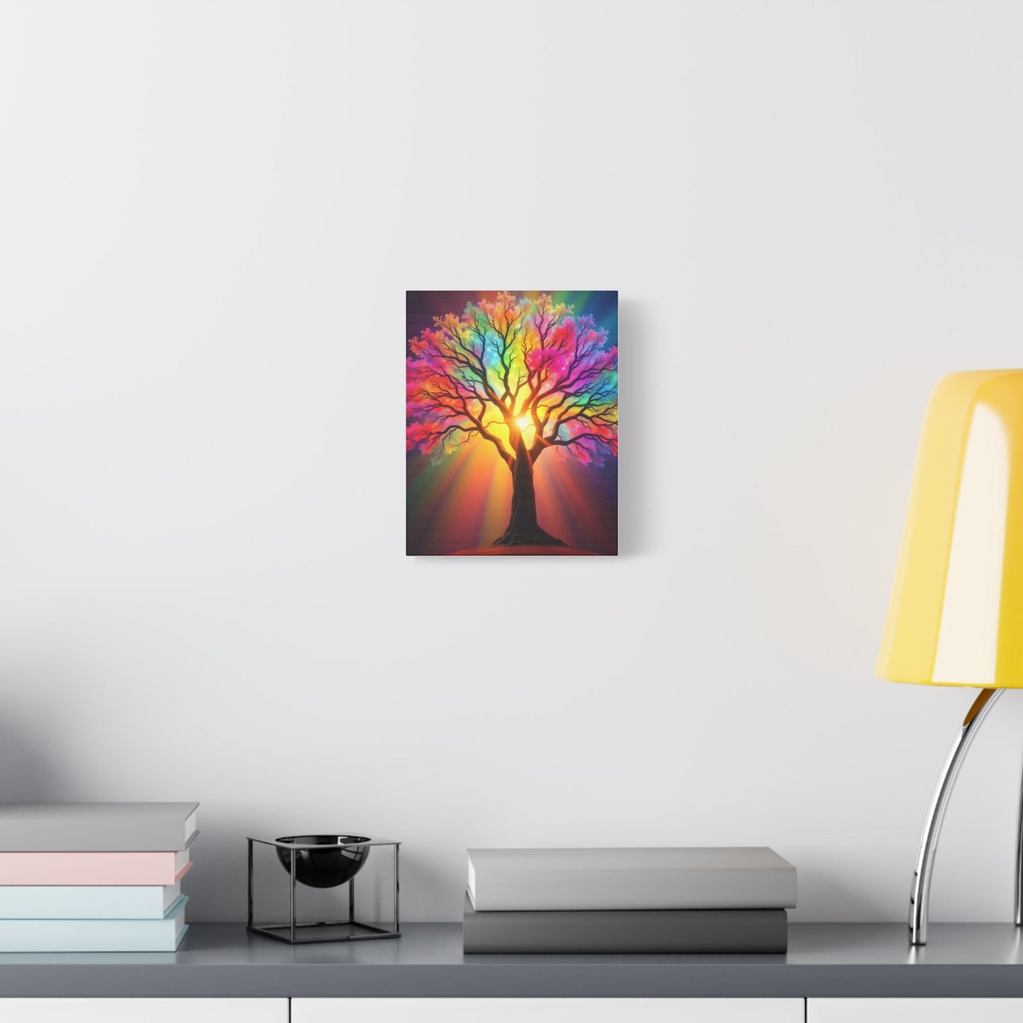 Satin Canvas: Rainbow Tree of Life - Resonating Crystal Creations