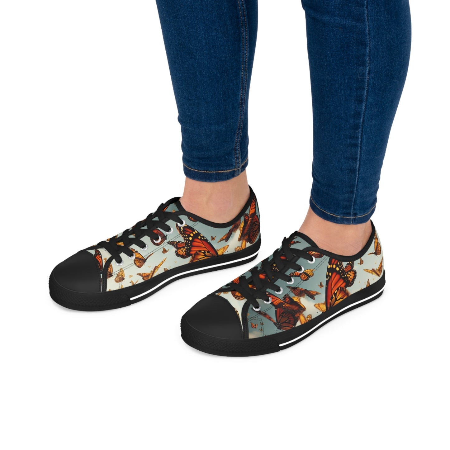 Sneakers Monarch Butterflies Women's Low Top Shoes - Resonating Crystal Creations