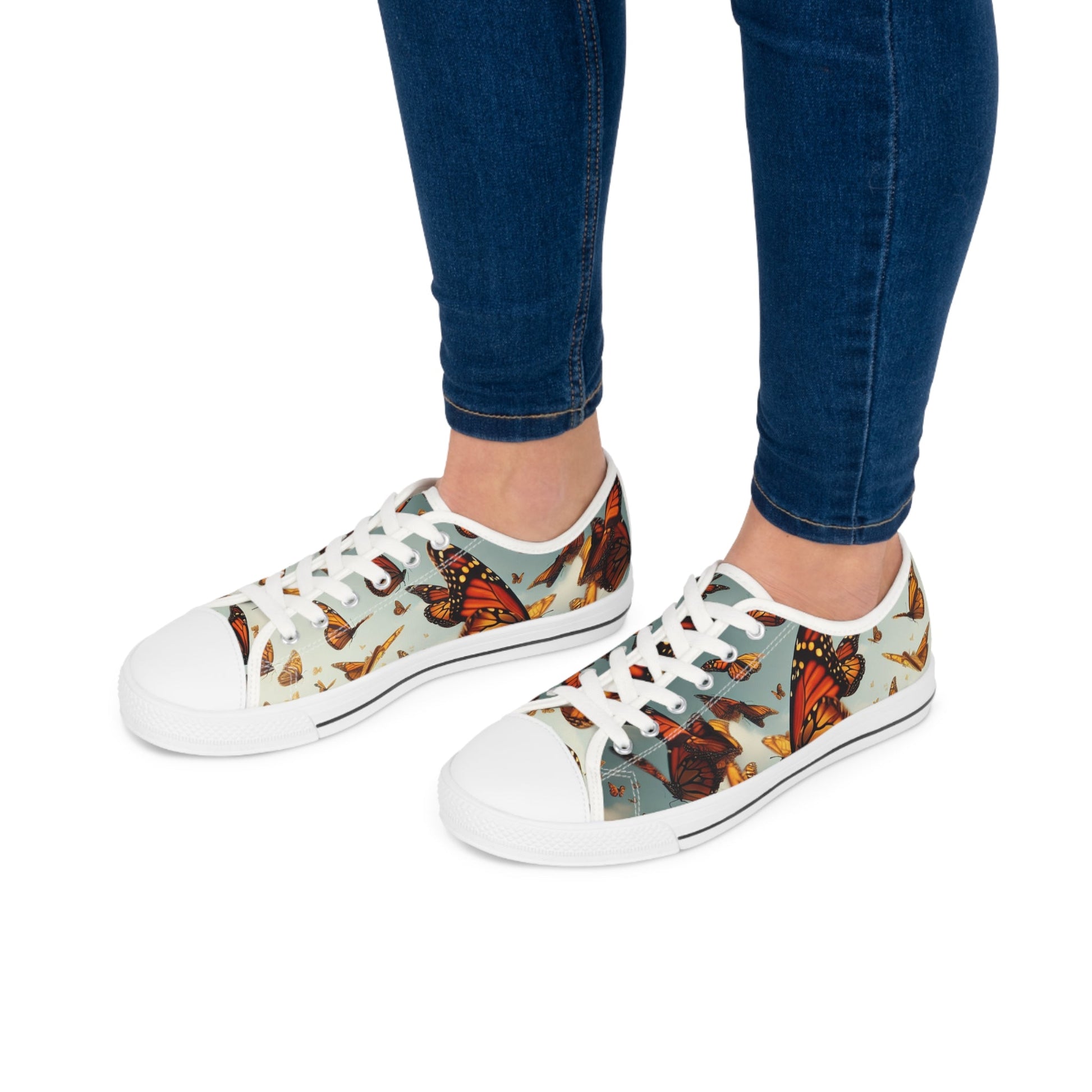 Sneakers Monarch Butterflies Women's Low Top Shoes - Resonating Crystal Creations