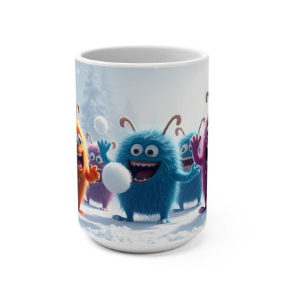 Snowball Fight Mug, Winter Monster Coffee Cup, Christmas Gift, Funny Hot Cocoa Mug, Holiday Gift for Kids, Cute Creature Tea Mug - Resonating Crystal Creations