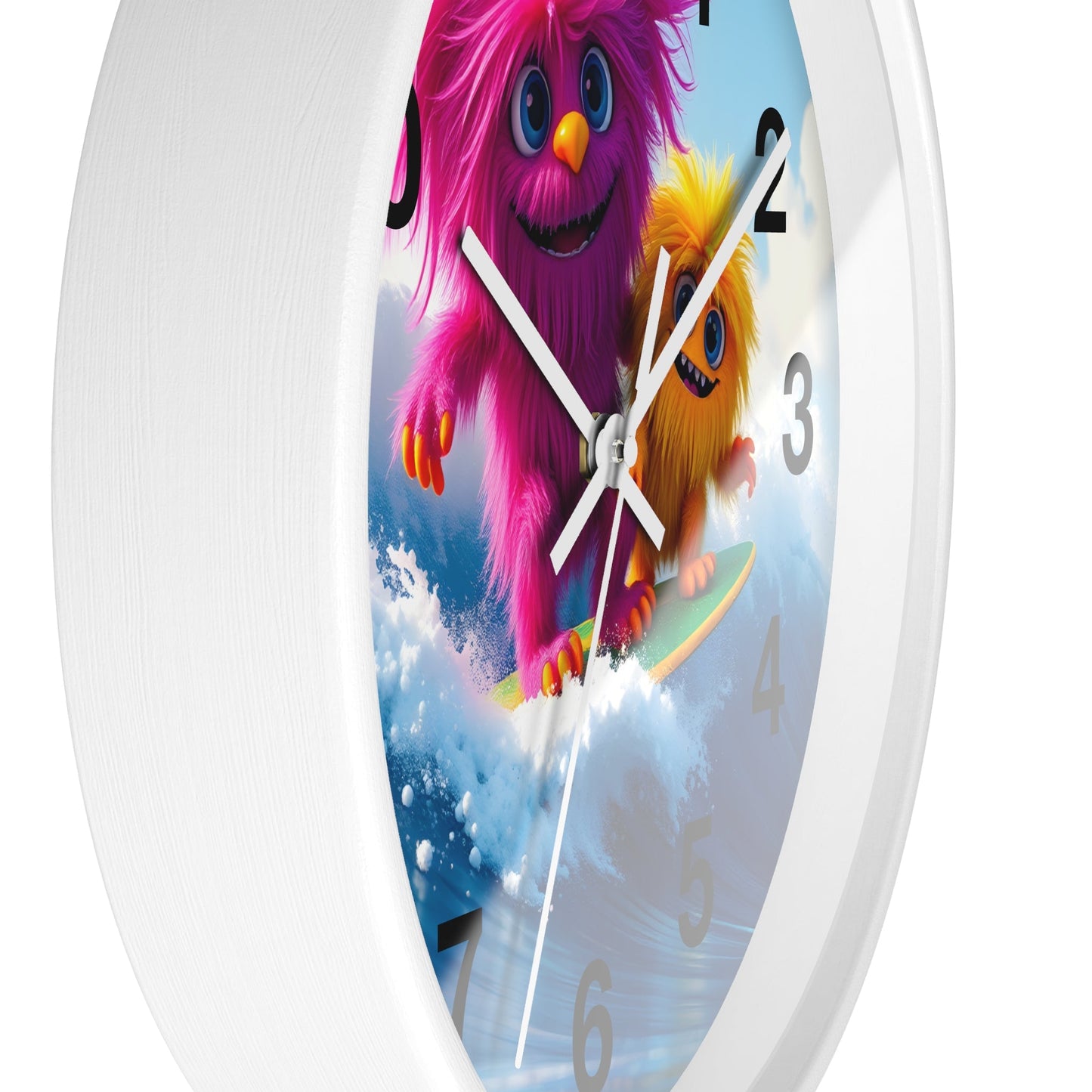 Surfing Monsters Wall Clock - Cute and Fun Home Decor - Resonating Crystal Creations