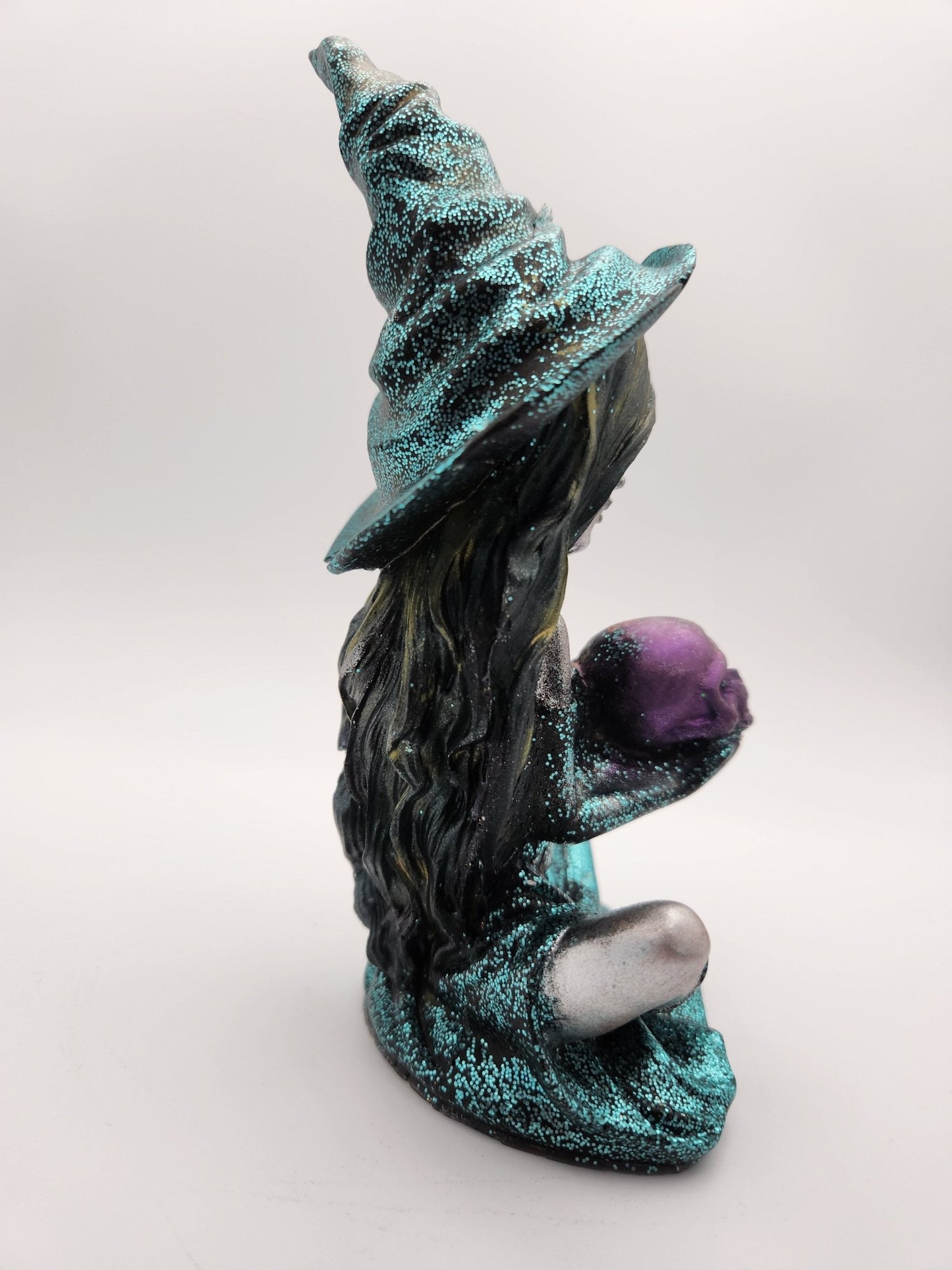 Teal Witch with a Skull - Resonating Crystal Creations