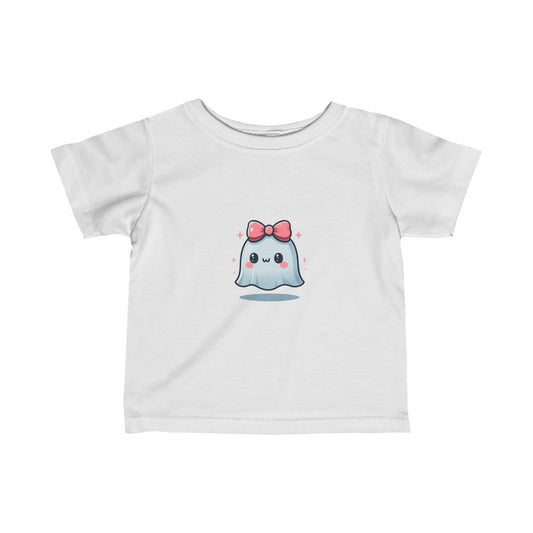 Toddler Tee - Girl Ghost with Pink Bow Design - Resonating Crystal Creations