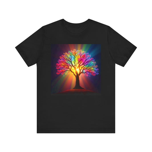 Vibrant Rainbow Tree of Life T-Shirt - Resonating Crystal Creations