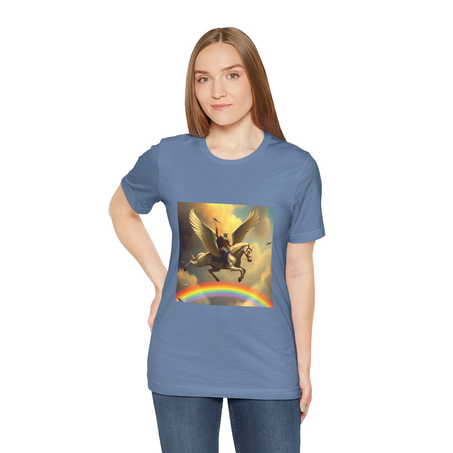 Viking Pegasus American Flag Rainbow Tshirt, Tee, Shirt, Patriotic - Resonating Crystal Creations