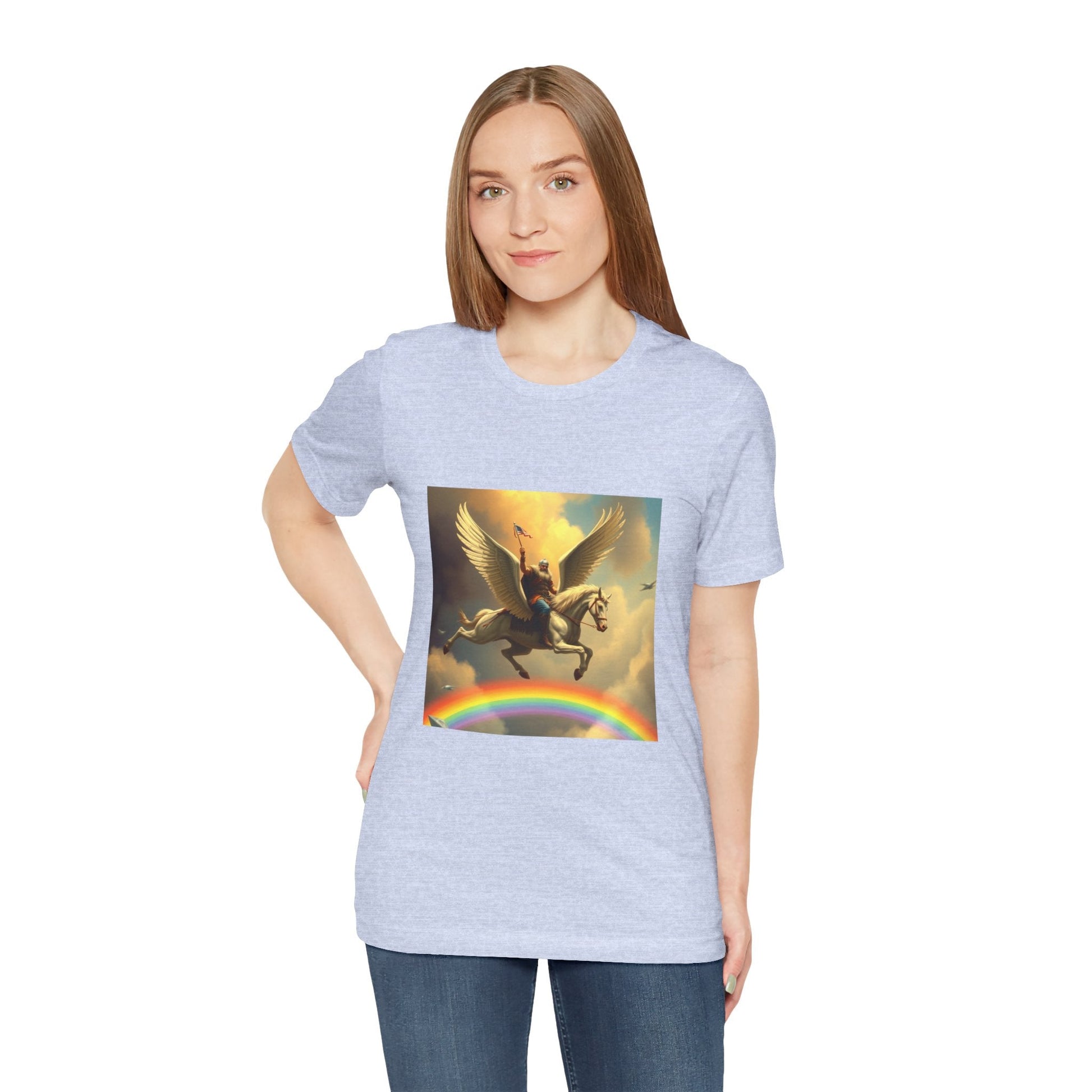 Viking Pegasus American Flag Rainbow Tshirt, Tee, Shirt, Patriotic - Resonating Crystal Creations