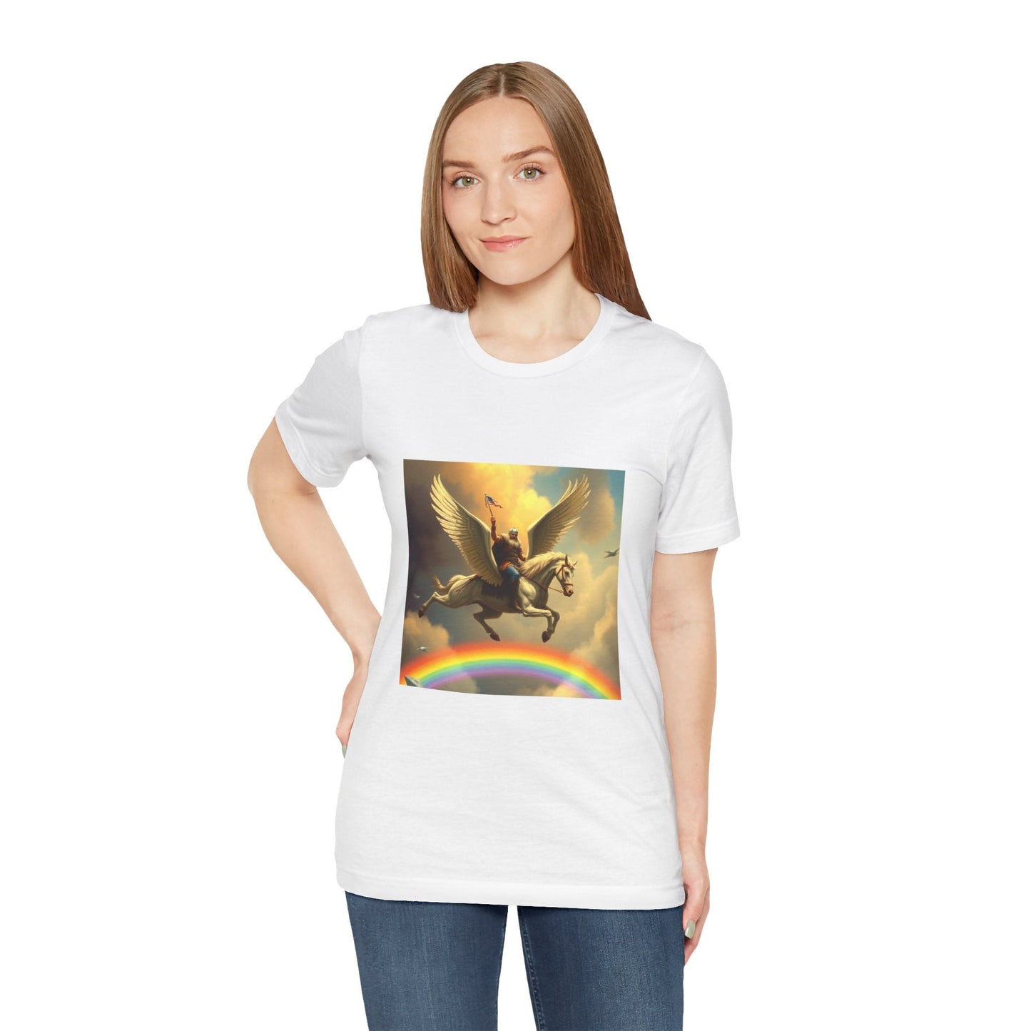 Viking Pegasus American Flag Rainbow Tshirt, Tee, Shirt, Patriotic - Resonating Crystal Creations