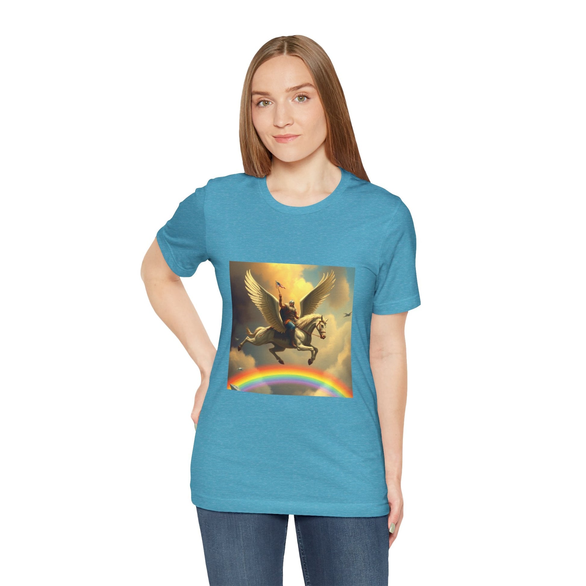 Viking Pegasus American Flag Rainbow Tshirt, Tee, Shirt, Patriotic - Resonating Crystal Creations