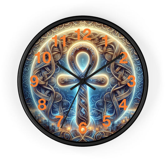 Wall Clock - Ankh Celtic Knot Design - Resonating Crystal Creations