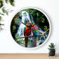 Wall Clock with Parrot Love Birds and Waterfall Design - Resonating Crystal Creations