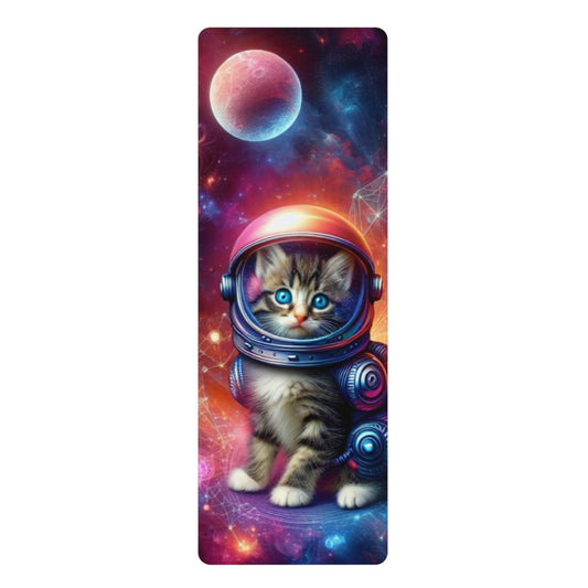 Yoga Mat, Space Kitten Print, Cat Lover Gift, Workout Equipment, Meditation Accessory, Fitness Gear, Gift for Yoga Enthusiasts - Resonating Crystal Creations