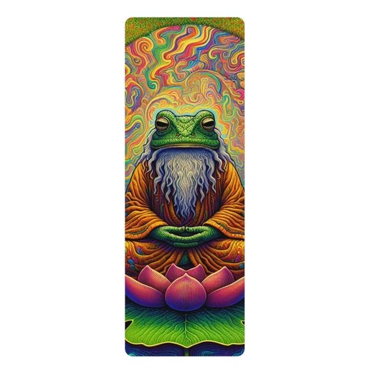 Yoga Mat, Wise Frog Meditating on Lotus Leaf, Eco - Friendly Exercise Mat, Non - Slip Pilates Mat, Rubber Mat for Meditation, Yoga Gift - Resonating Crystal Creations