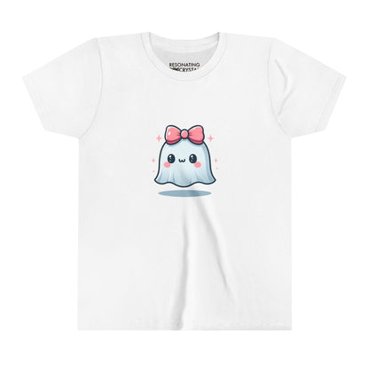 Youth Tee - Cute Girl Ghost with Pink Bow T-Shirt for Kids - Resonating Crystal Creations