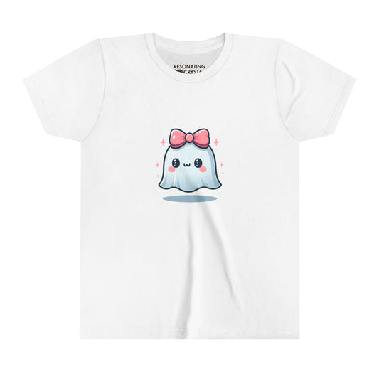 Youth Tee - Cute Girl Ghost with Pink Bow T-Shirt for Kids - Resonating Crystal Creations