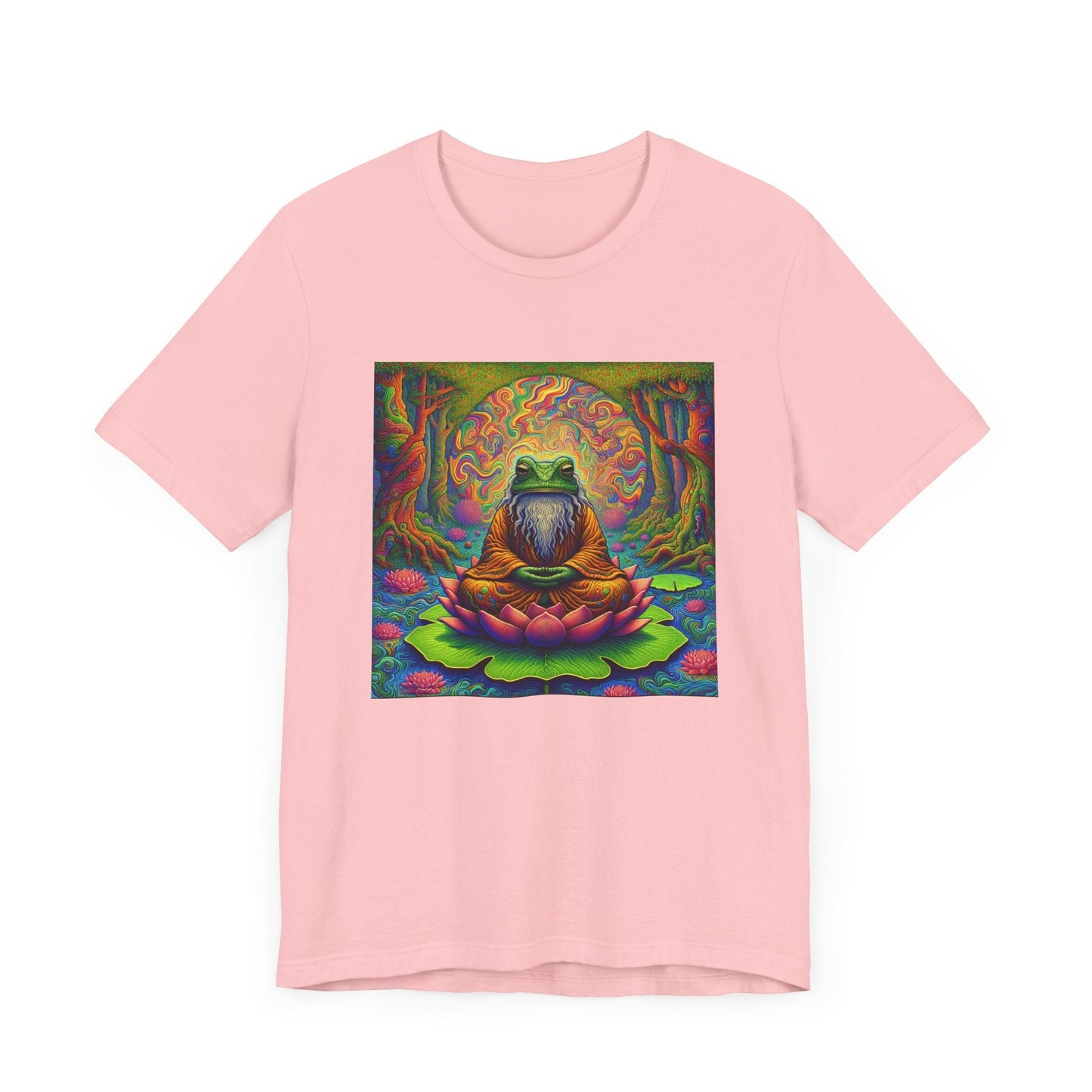 Zen Frog Unisex Tee, Meditation Lotus Leaf Shirt, Yoga Relaxation Top, Nature Lover Gift, Boho Hippie Clothing, Mindfulness T-Shirt - Resonating Crystal Creations