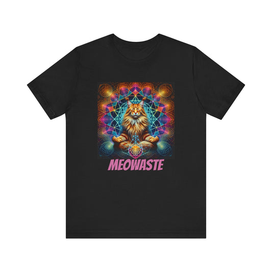 Zen Maine Coon Meowaste T-Shirt, Cat Lover Gift, Yoga Tee, Relaxation Shirt, Meditation Top - Resonating Crystal Creations