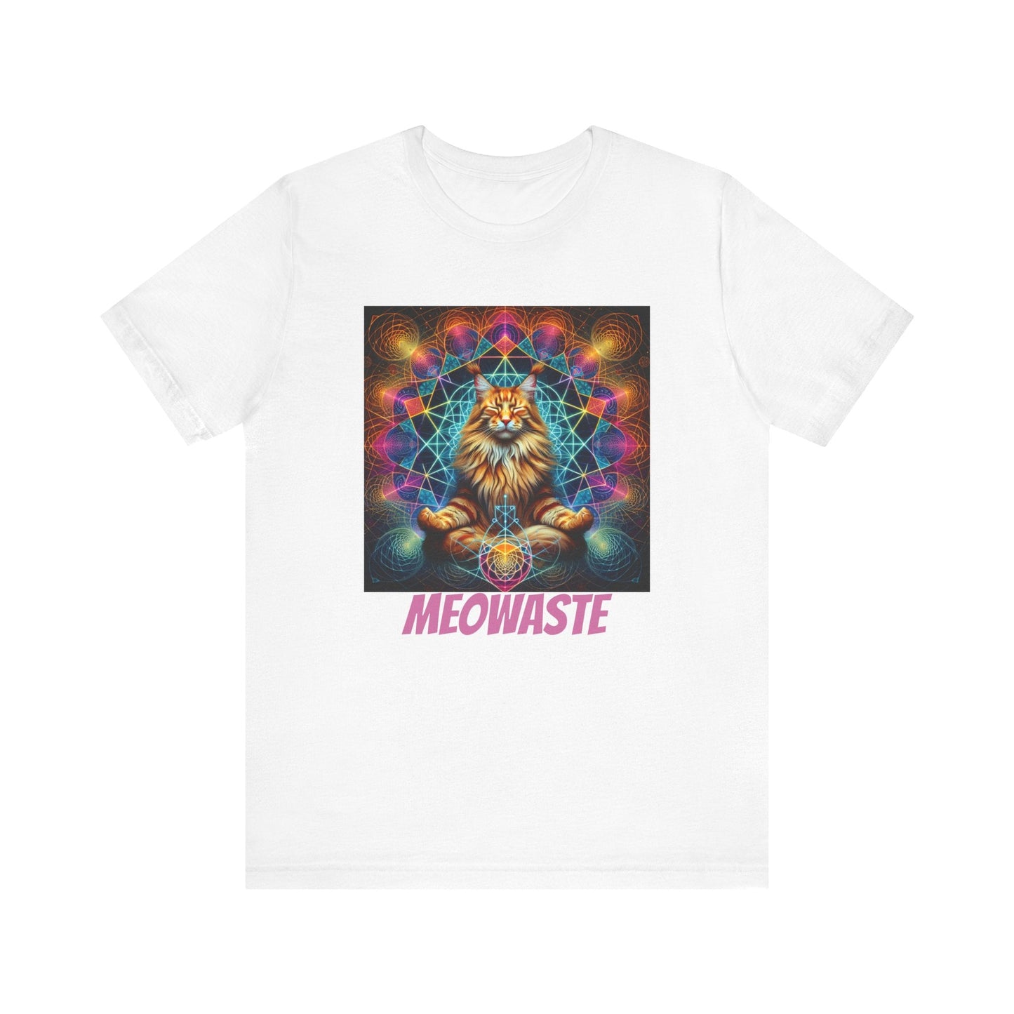 Zen Maine Coon Meowaste T-Shirt, Cat Lover Gift, Yoga Tee, Relaxation Shirt, Meditation Top - Resonating Crystal Creations