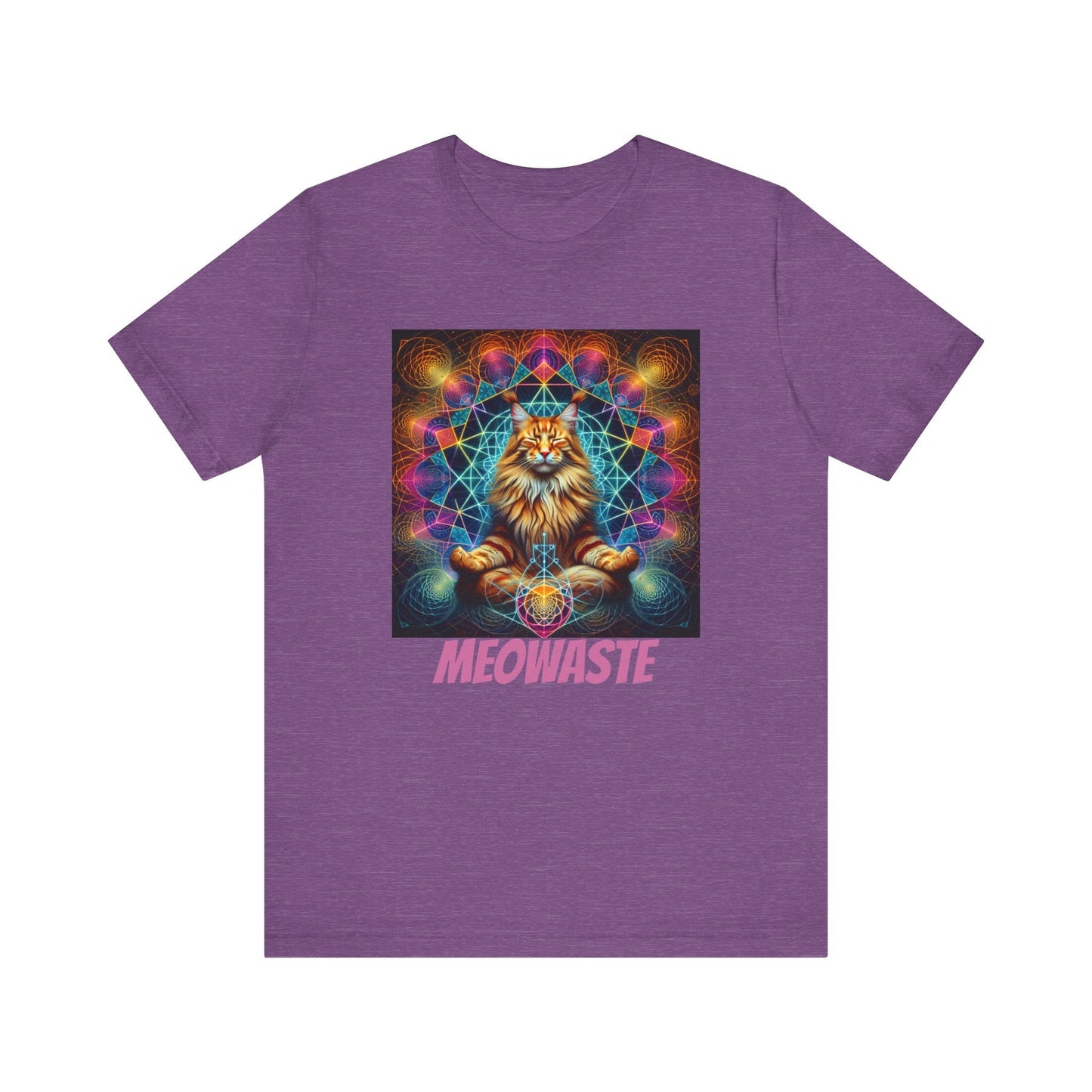 Zen Maine Coon Meowaste T-Shirt, Cat Lover Gift, Yoga Tee, Relaxation Shirt, Meditation Top - Resonating Crystal Creations