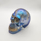 Blue and Gold Resin Skull