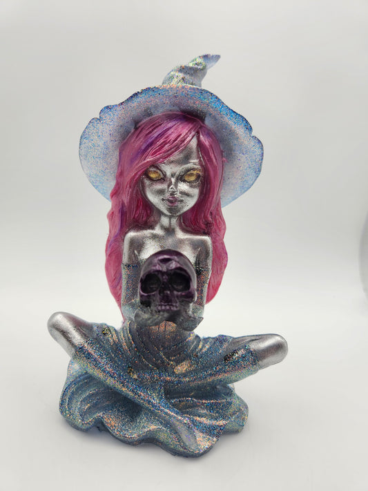 Silver witch with pink hair